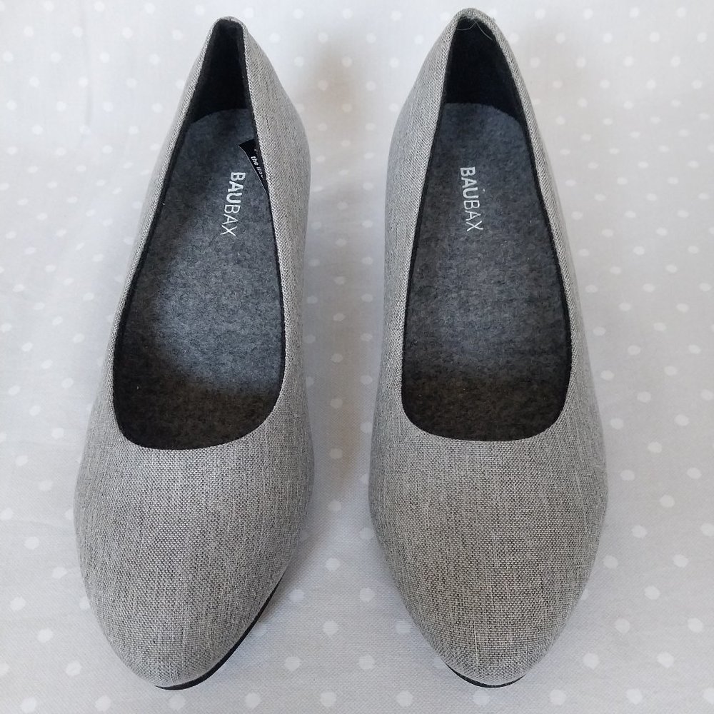 Baubax Gray Bamboo Dressy Heels NWOB